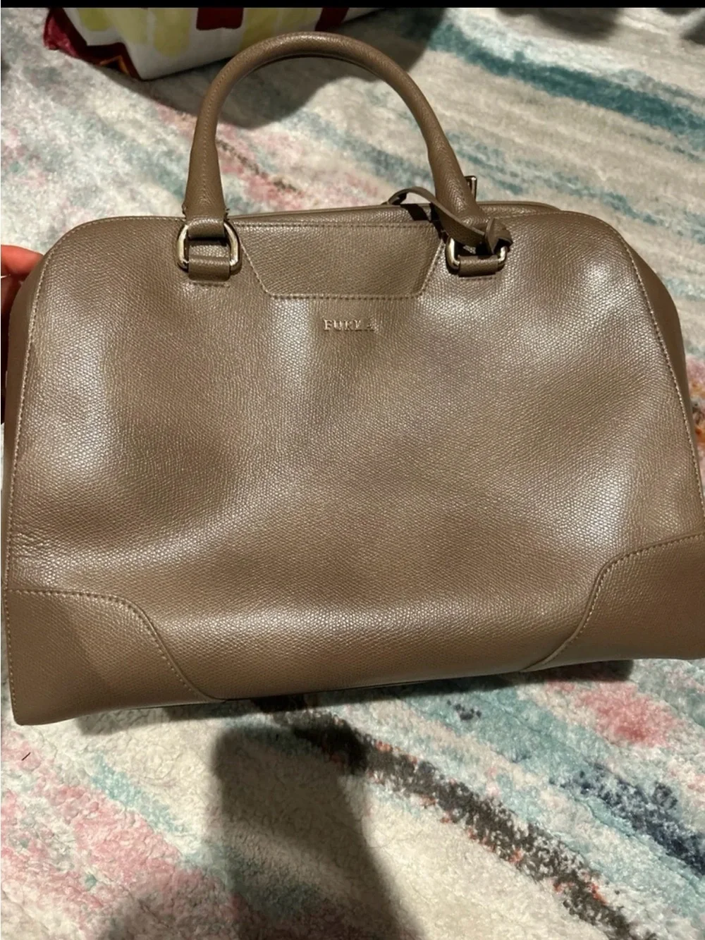 Furla Dolly Medium Pebbled Leather Satchel with Gold Charm